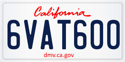 CA license plate 6VAT600