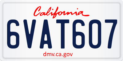 CA license plate 6VAT607