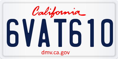 CA license plate 6VAT610