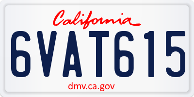 CA license plate 6VAT615