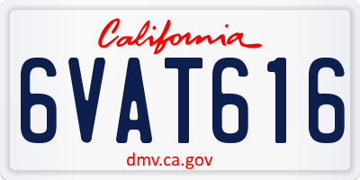 CA license plate 6VAT616