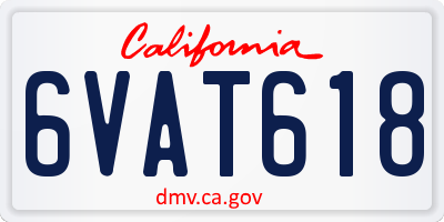 CA license plate 6VAT618