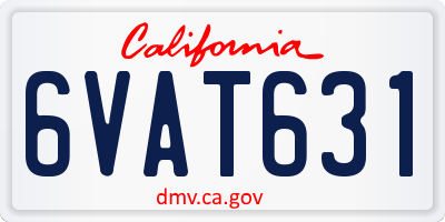 CA license plate 6VAT631