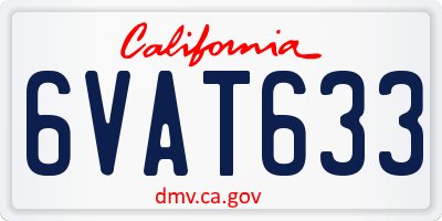 CA license plate 6VAT633