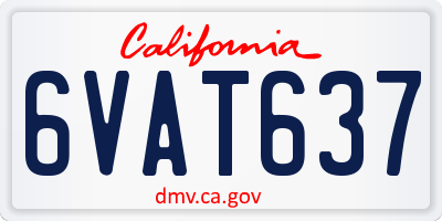 CA license plate 6VAT637