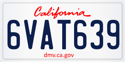 CA license plate 6VAT639