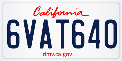 CA license plate 6VAT640