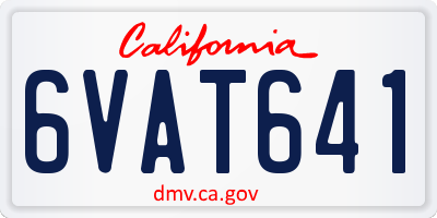 CA license plate 6VAT641