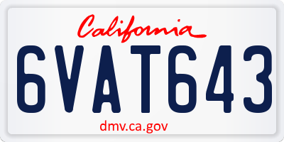 CA license plate 6VAT643