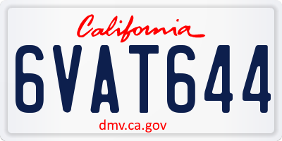 CA license plate 6VAT644