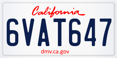 CA license plate 6VAT647