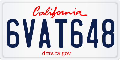CA license plate 6VAT648