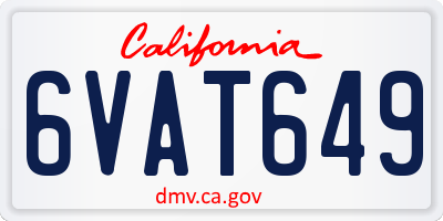 CA license plate 6VAT649