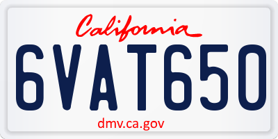 CA license plate 6VAT650