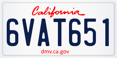 CA license plate 6VAT651