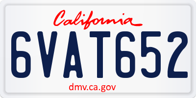CA license plate 6VAT652