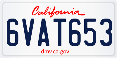 CA license plate 6VAT653