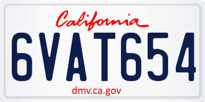 CA license plate 6VAT654