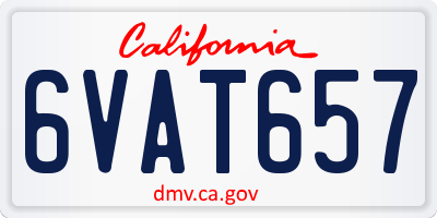 CA license plate 6VAT657