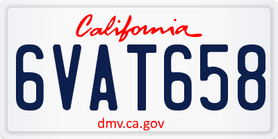CA license plate 6VAT658