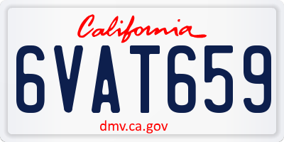CA license plate 6VAT659
