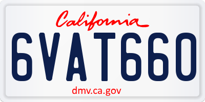 CA license plate 6VAT660