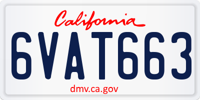 CA license plate 6VAT663
