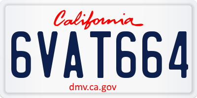 CA license plate 6VAT664