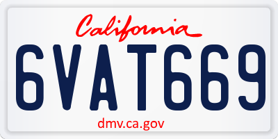 CA license plate 6VAT669