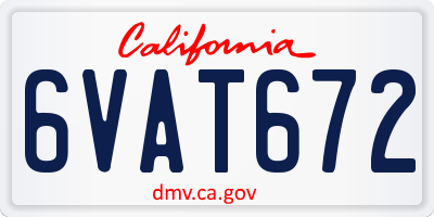 CA license plate 6VAT672