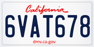 CA license plate 6VAT678