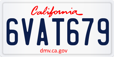 CA license plate 6VAT679
