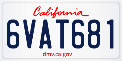 CA license plate 6VAT681