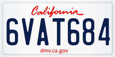 CA license plate 6VAT684