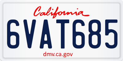 CA license plate 6VAT685