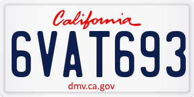 CA license plate 6VAT693