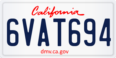 CA license plate 6VAT694