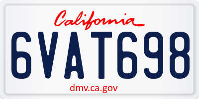 CA license plate 6VAT698
