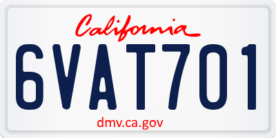 CA license plate 6VAT701