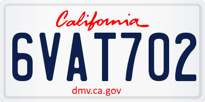 CA license plate 6VAT702