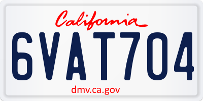 CA license plate 6VAT704