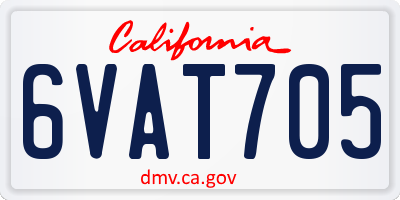 CA license plate 6VAT705