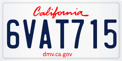 CA license plate 6VAT715