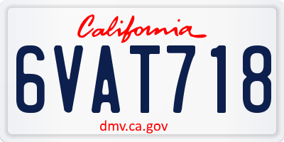 CA license plate 6VAT718