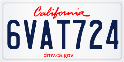 CA license plate 6VAT724