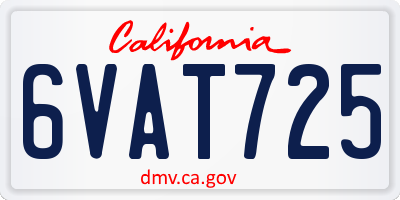 CA license plate 6VAT725