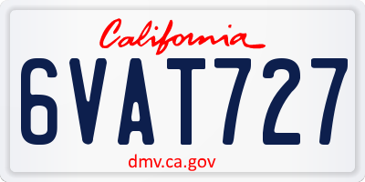 CA license plate 6VAT727