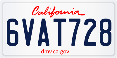 CA license plate 6VAT728