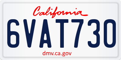 CA license plate 6VAT730