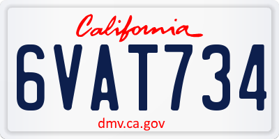 CA license plate 6VAT734